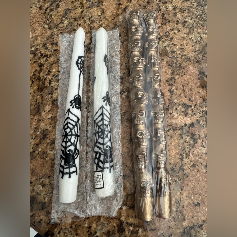 🎃 Halloween Taper Candles NEW 10 & 12 inches spider gold skulls